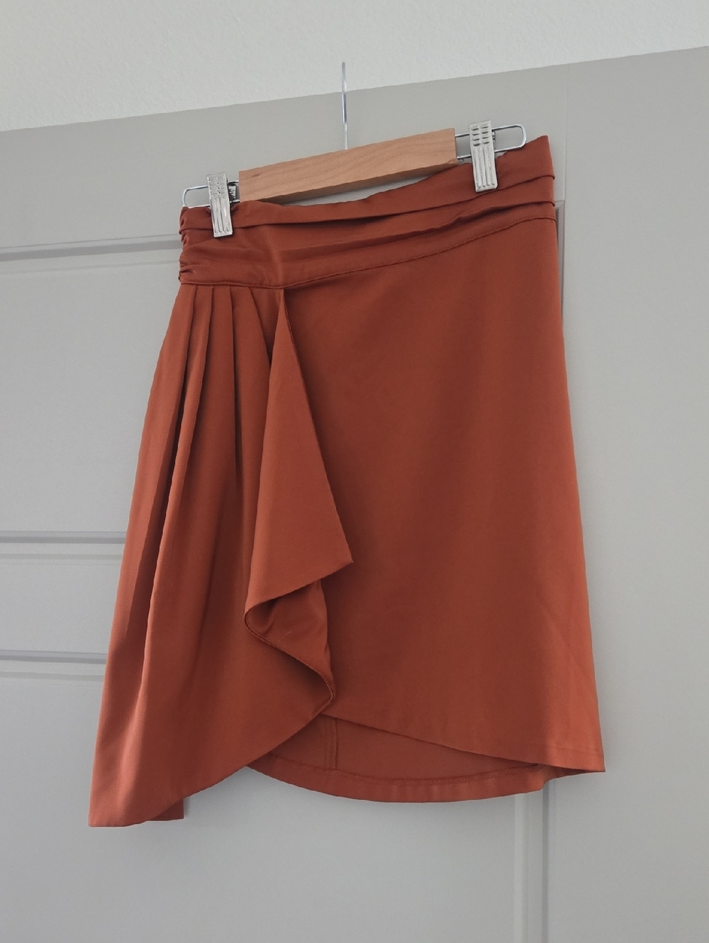 NBD Asymmetrical Draped Skirt in Rust